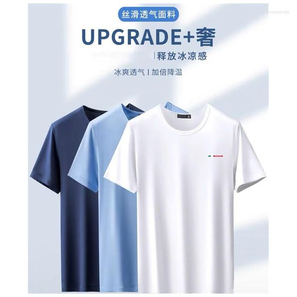 T-shirt da uomo 2Pack T-shirt da uomo in seta di ghiaccio T-shirt girocollo a maniche corte in cotone Performance Sport Asciugatura rapida Top atletici attivi