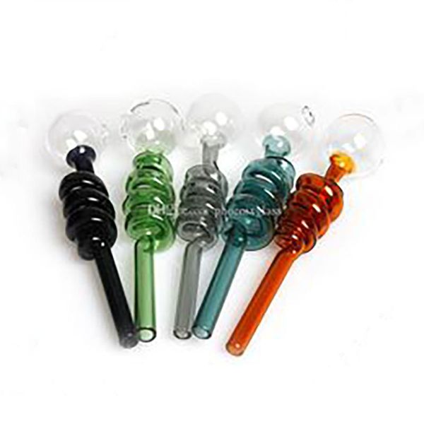 Tubi per bruciatore a olio in vetro Pyrex Helix spessi Tubo per bruciatore colorato per accessori per bong in vetro per pipe ad acqua per piattaforme petrolifere