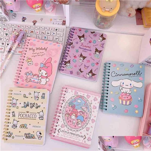 Quaderni Kawaii Stile giapponese Simpatico cartone animato Stampato Motivo Notebook Bobina Mano Conto Blocco note Diario Student Planner 210611 Drop Del Dhijh