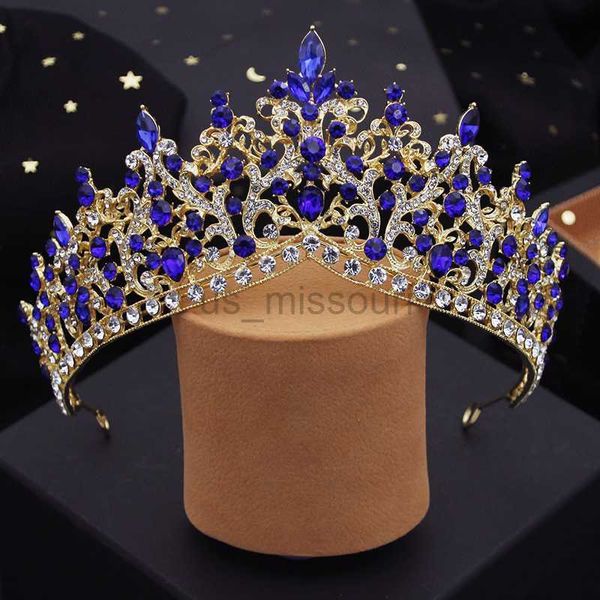 Weitere Modeaccessoires, barocke blaue Kristalle, Hochzeit, Kronprinzessin, Königin, Tiaras, Brauthaarschmuck, Abschlussball-Diadem für Frauen, Braut-Kopfschmuck, Accessori J230525