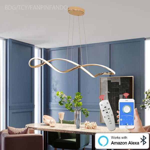 Pendelleuchten, moderne Pendelleuchte, LED-Pendelleuchte für Esszimmer, Küche, Inselbeleuchtung, Gold-Chrom-LED-Kronleuchter, Lüster, Alexa/Remote G230524