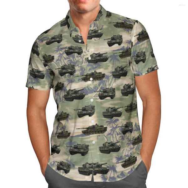 Мужские повседневные рубашки World of Tanks Game 3d Beach Hawaiian 2023 Летняя рубашка с коротким рукавом уличная одежда Негабаритная 5xl Camisa Social Chemise