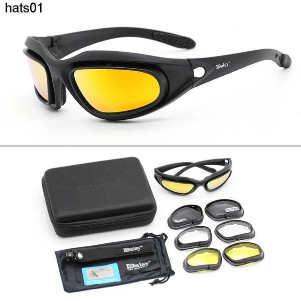 Daisy C5 occhiali tattici per fan militari CS occhiali da tiro occhiali da moto polarizzati che guidano contro l'impatto del vento e della sabbia
