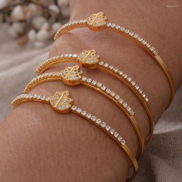 Armreif Dubai 4 teile/los Äthiopischen Gold Farbe Manschette Armreifen Für Frauen Braut Hochzeit Blatt Armband Afrikanischen Arabischen Ahorn Schmuck