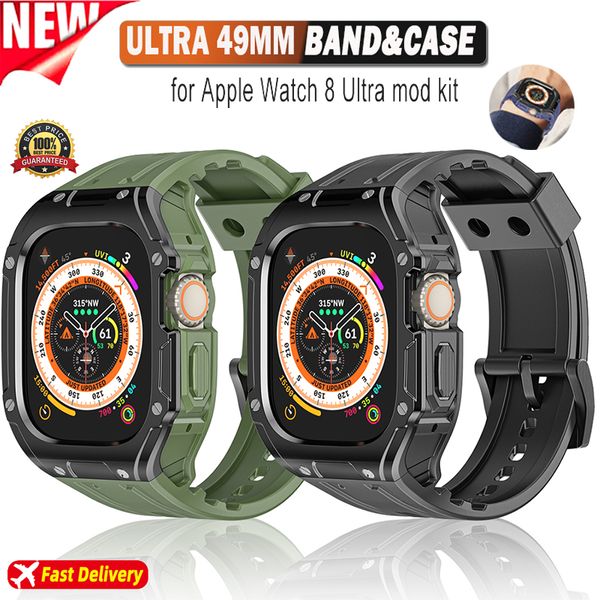 Cinturino per cassa per Apple Watch Ultra 49mm TPU Sport Cover per cinturino protettivo per PC per iWatch Series 49MM Kit mod bracciale paraurti in silicone