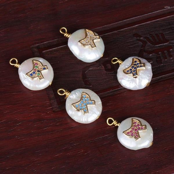 Charms Multi colori Cz pavimentato minuscolo nodo di cravatta d'oro naturale ciondolo di perle d'acqua dolce fascino per gioielli girocollo orecchino