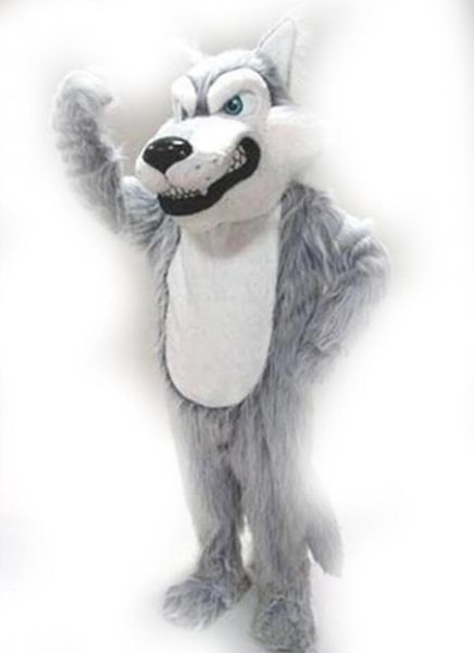Cadılar Bayramı Fursuit Wolf Maskot Kostümü Peluş Gri Husky Hayvan Partisi Oyunu Fantezi Elbise Kıyafet Yetişkinler Noel