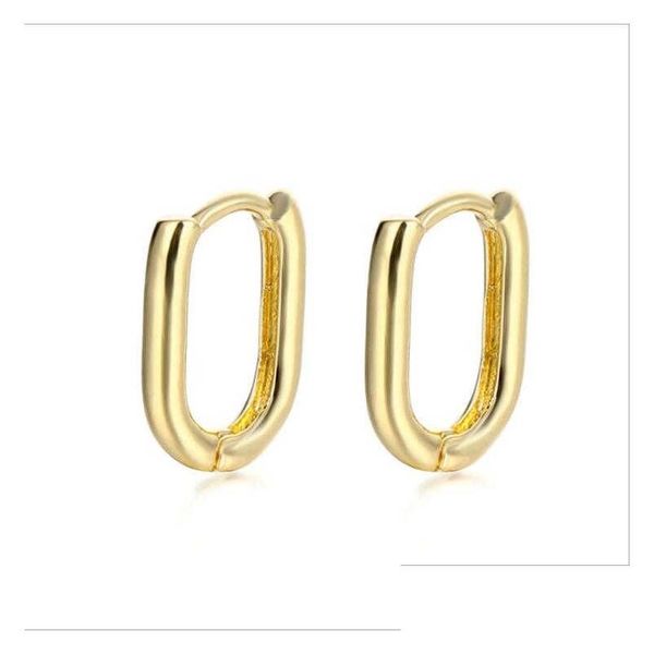 BUFF EAR FRANCÊS FRANCÊS DESHAPE GEOMETRIA Oval 18K Brincos de ouro de 18k GSFE062 Presente de moda FID FIL