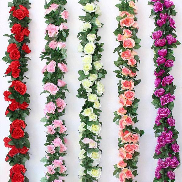 Dekoratif çiçekler simüle gül rattan dekor asılı sargı yapay çiçek sarmaşık kapalı plastik bahçe düğün lehine lehine