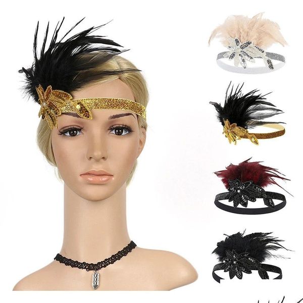 Fasce Fascinators Con Piuma Per Donna Elegante Cappello Moda Cinturino Fiore Festa Capelli Fascia Accessorio Drop Delivery Ebreo Dhu9E