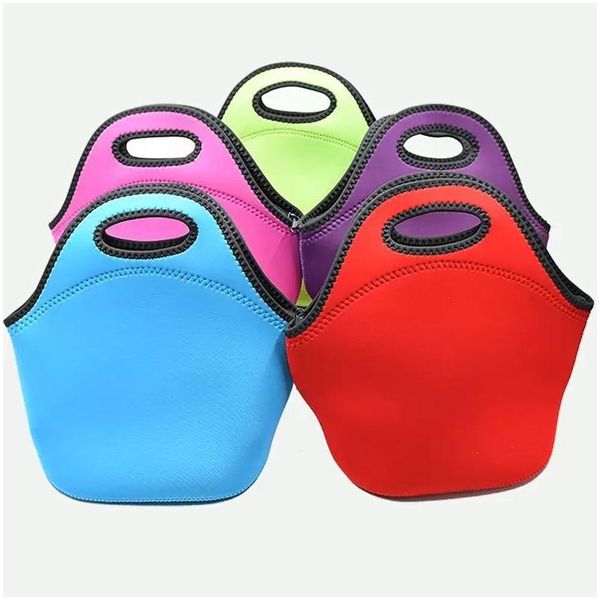 Bolsa de lancheira 17 cores reutilizável bolsa de neoprene bolsas insatadas com um design de zíper para o trabalho de escola rápida droga de dhha9