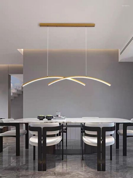 Lampadari Lampada a sospensione minimalista moderna nordica Sala da pranzo a LED Lampadario in argento per soggiorno creativo