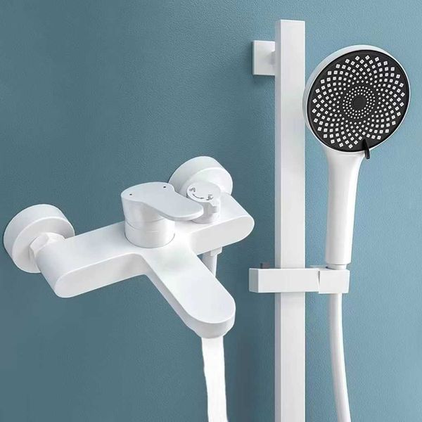 Set doccia da bagno Set doccia bianco Tutte le valvole miscelatrici in rame Set doccia semplice Vasca da bagno Rubinetto acqua calda e fredda G230525