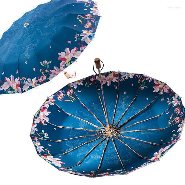 Зонтичные зонтики против UV Sun Складное дождь женщины Parasol Japan в стиле титана розового золота 16 тыс.