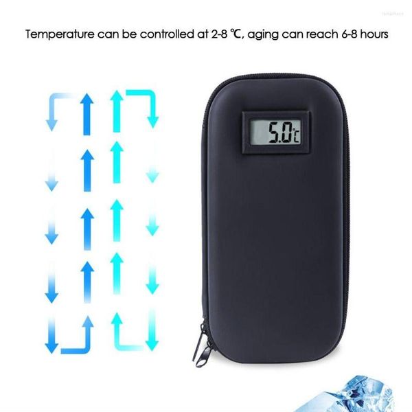 Borse di stoccaggio Borsa di raffreddamento per diabetici impermeabile portatile Display della temperatura per il trasporto Raffreddatore refrigerato per impacchi di ghiaccio per il diabete