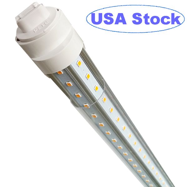 R17d 8 piedi lampadina a LED tubo luce base HO coperchio trasparente girevole 72W, lampada fluorescente di ricambio 300W luci negozio, alimentazione dual-ended, bianco freddo 6000K, CA 90-277V crestech168