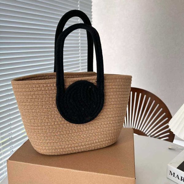 Borsa da spiaggia fatta a mano in rafia di paglia Tote tessuta borse di marca famose borse da donna Versatile designer Totes borsa shopping bag portafogli 230506