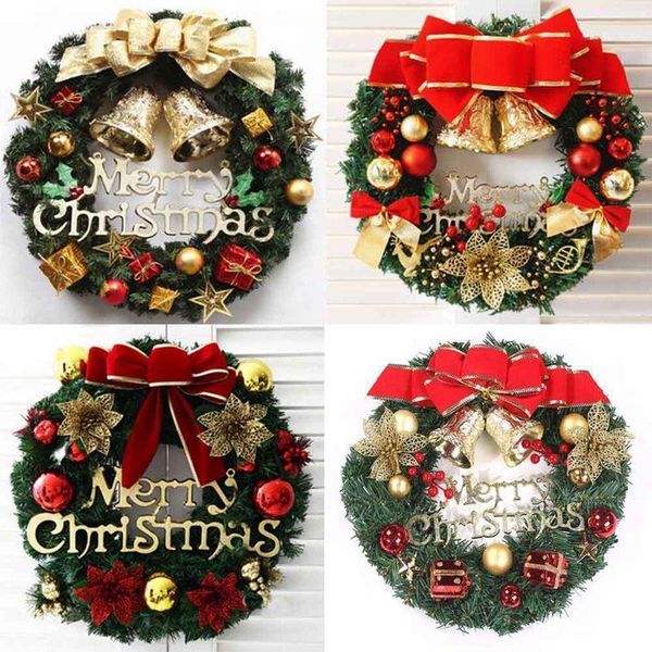 Dekorative Blumenkränze, 30 cm, wunderschöner eleganter hängender Weihnachtskranz, Girlande, Kugelkegel, Weihnachtsschmuck, Fenster- und Türdekoration, 4 Farben