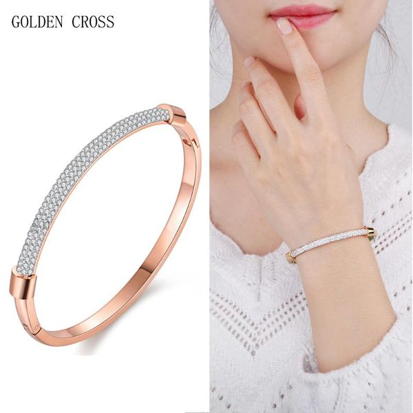 Bangle Golden Cross Bracciali da donna Femme Crystal Jewelry Bracciale in acciaio inossidabile con zirconi