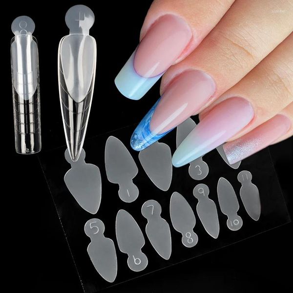 Unghie finte 12 pezzi / Foglio Pad in silicone per Dual Forms French Nail Guide Stickers Manicure Gel Polish Estensione dello stampo per costruzione rapida