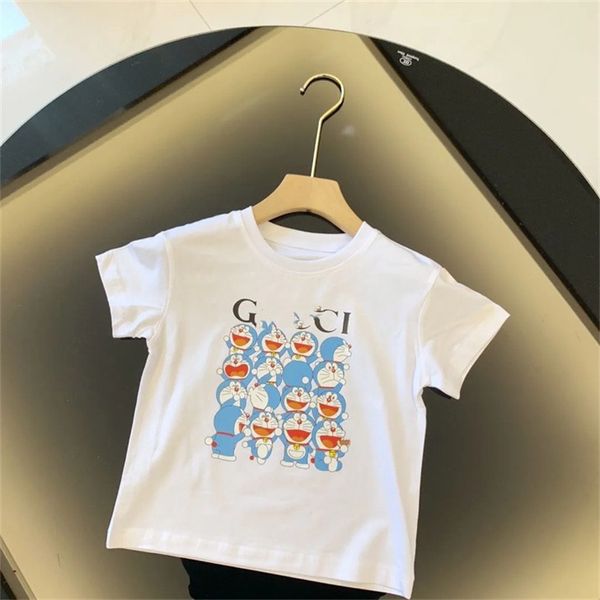 23ss kids T-shirt con motivo a doppia G abbinata a colori classici per ragazzi di marca a manica corta nuovi prodotti estivi Abbigliamento per bambini di alta qualità 90cm-160cm B015