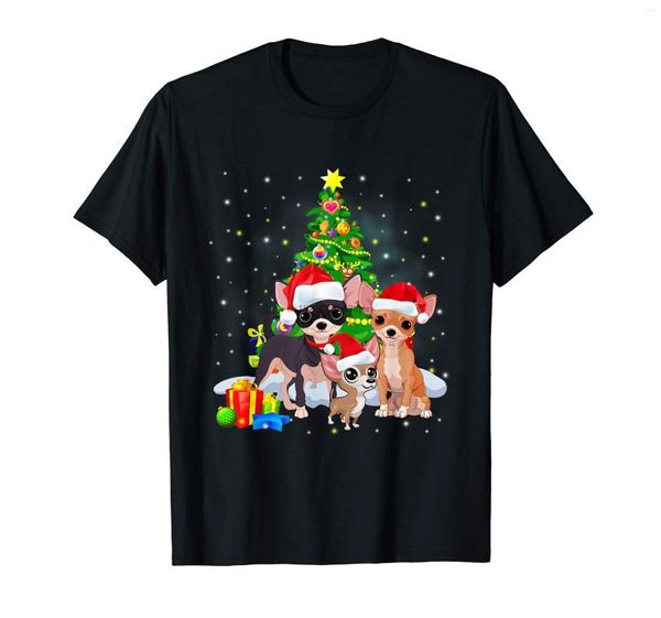 Erkek Tişörtleri Chihuahua Noel Ağacı Noel Hediyesi Köpek Sevgilisi Tişört Adamları Tişört-Men'in T-Shirt-Black