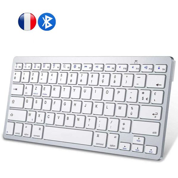 Tastaturen Französisches AZERTY-Layout Bluetooth-Tastaturleuchte Tragbares schlankes kabelloses Tastaturklavier für iPad iOS Android Windows Smart TV G230525