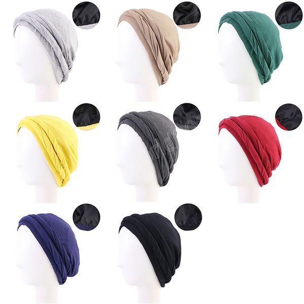 Modello Cotton Braid Turban Durag For Men Copricapo di design foderato in seta con fascia intrecciata Bandana elastica Fascia per berretto indiano