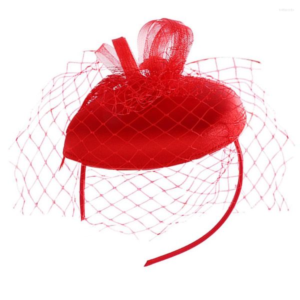 Bandanas Mesh Beret Party Headwear Hair Hoop fascinator cocar véus pretos Mulheres cabeceiras de cabeçote de noiva Vintage