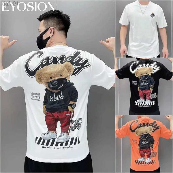 Camisetas masculinas máscara de camiseta máscara de urso de urso de manga curta Camiseta de algodão Casal feminino Tee 2022 Summer Casual Fashion Top plus size s-5xl L230520