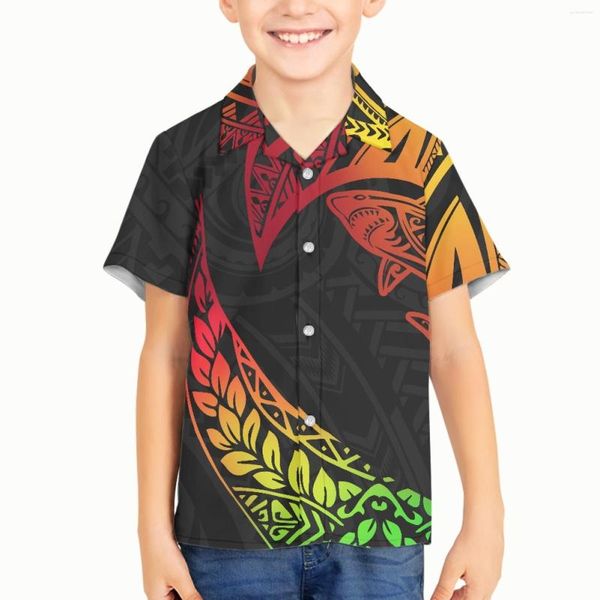 Camicie casual da uomo Boy Kid Polynesian Tribal Samoan Totem Tattoo Samoa Stampe Ragazzi Maniche corte Top Boutique Button Down T-shirt Kids Tee