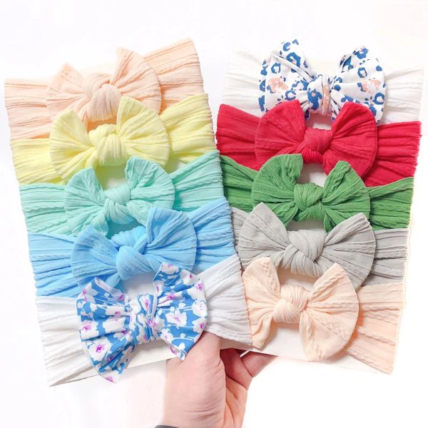 Avrupa çocuk kız bebek bowknot kafa bandı türban baş sargısı çocuklar prenses saç bandı kafa bantları bandanas saç aksesuarı 5pcs/set