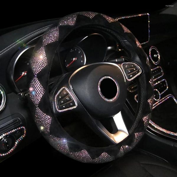 Lenkradabdeckungen Bling Diamant Strass Autoabdeckung 38 cm Innenzubehör Frauen Fall Auto Styling Vier Jahreszeiten