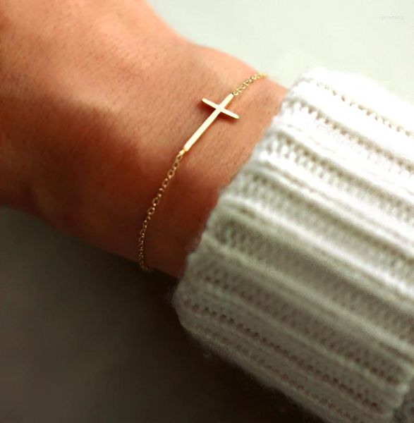 Braccialetto 18k Gold-plated Tendenza all'ingrosso dei monili di alta qualità religiosa di fascino trasversale del braccialetto del pendente dell'acciaio inossidabile