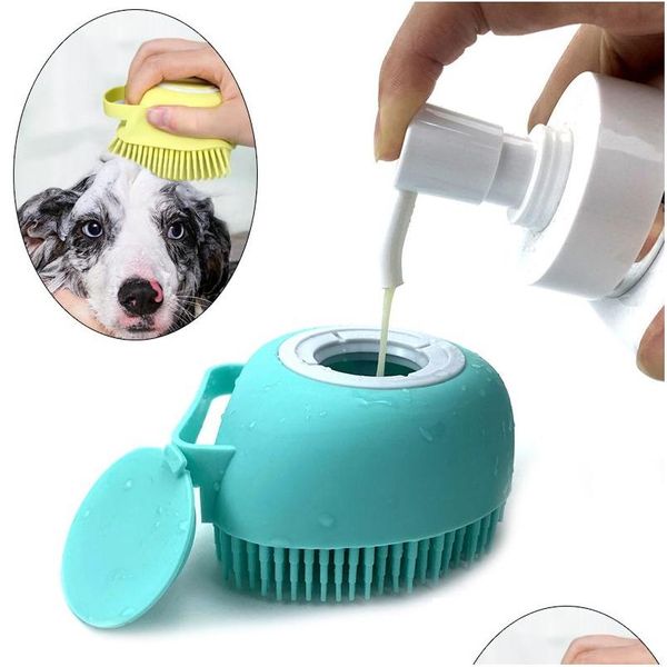 Toelettatura per cani Soft Safety Sile Pet Brush Accessori per il bagno per cuccioli Cat Bath Mas Guanti Drop Delivery Home Garden Supplies Dhqoq