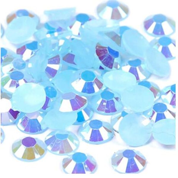 Strass in resina Azzurro AB 500/1000pcs 2-6mm Rotondo Flatback Non Hotfix Diamanti Appliques Per Abiti da sposa in tessuto artigianale