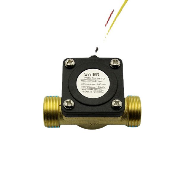 Medidor de fluxo, medidor de água e combustível, sensor de fluxo de salão, interruptor de indução, indicador de contador G1/2 DN15mm 1-30L/min, DC4.5V-18V
