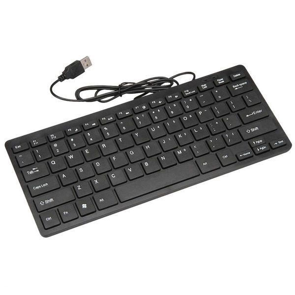 Teclados com adesivo de hebraico russo árabe tailandês preto Ultra Fin Small Tamanho pequeno 78 Chaves Mini teclado USB multimídia para laptop PC G230525