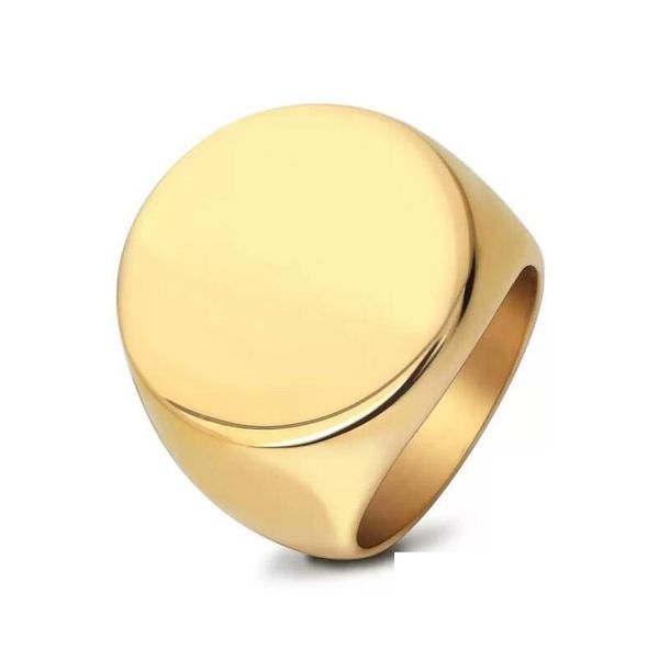 Ringas de banda estilo simples redonda de largura grande signet renal aço titânio dedo mti coloras homens jóias entrega dhto7