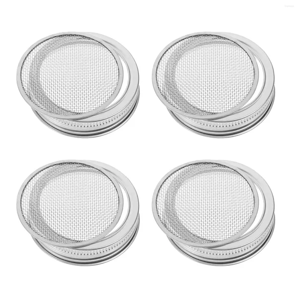 Set di stoviglie 4 pezzi Rete in acciaio inossidabile Mason Top Schermi per barattoli per germogli Germogli di fagioli Kit per la coltivazione Coperchi per germogli Sprouter