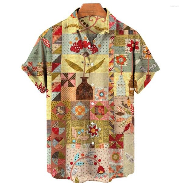 Camisas casuais masculinas camisa masculina verão 3d estilo estampado vintage Manga curta 2023 Hawaiian Boy de grandes dimensões Seaside Travel Tops 5xl