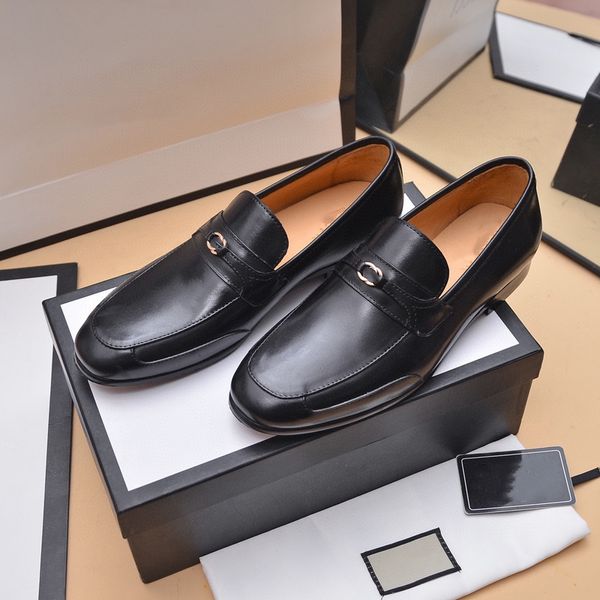 38style Top Quality G Brand Formal Designer Sapatos Sapatos de luxuosos Men Black Brown Real Leather Men's Business des Chaussures Party Formal Dress Shoe 38-46