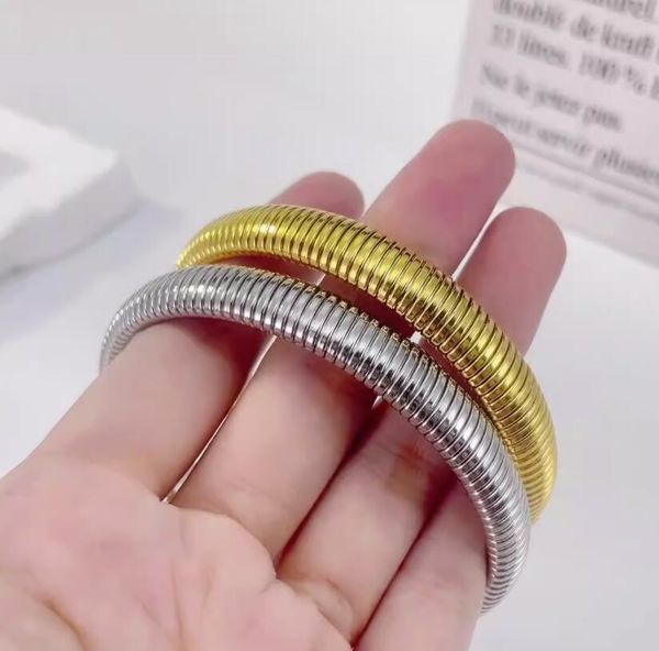 Oro / argento semplice moda serpente catena di collegamento braccialetto personalità polsino braccialetto gioielli estivi per le donne ragazze uomo 10 mm 7,5 pollici n1042