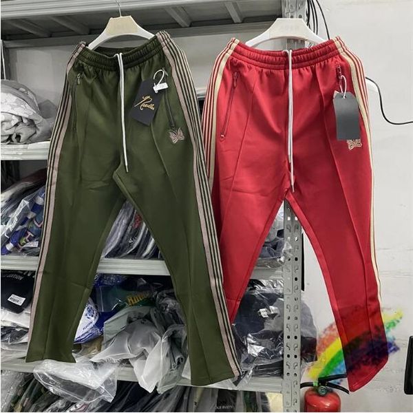 Calça de moletom verde militar vermelha masculina e feminina de 1 qualidade calça listrada 3CBN