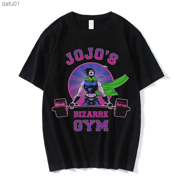 Мужские футболки Cloocl Hot Anime футболка Jojo Bizarre Gym Print Tees Черные хлопчатобу