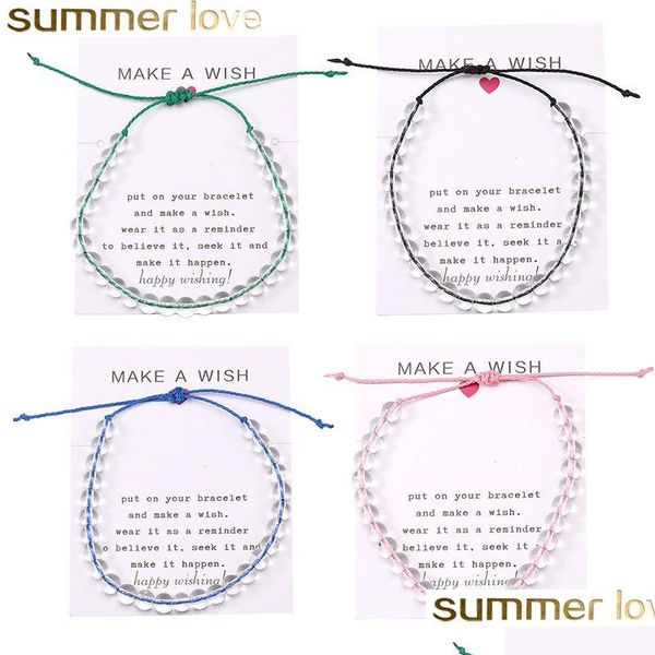 Perline 4 Ocean Pietra naturale Bracciale perline trasparenti Corda per donna Amicizia Boho Beach Gioielli Fatti a mano Desiderio Regali Drop Delivery Br Dhzki