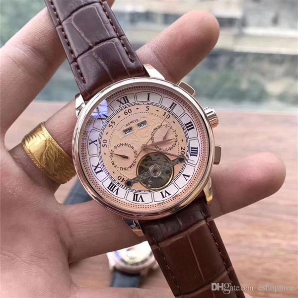 Orologi da uomo di lusso di alta qualità Top Brand Designer cinturino in pelle meccanico automatico 42mm quadrante volano daydate orologio da polso da uomo 303c