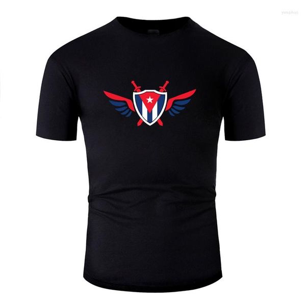 Camisetas de camisetas masculinas letra cuba asa presente havana bandeira caribenha camiseta para homens algodão preto fêmea de manga curta Hiphop