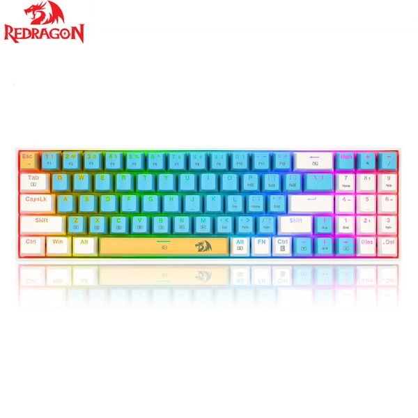 Teclados Redragon K688 Teclado mecânico Switch Azul vermelho RGB Iluminação com 78 teclas PBT CAPS CAPS PAR