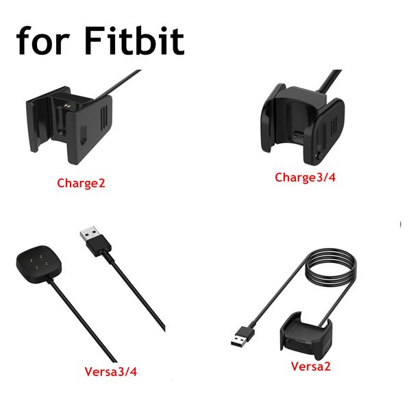 Stand Quick Chargers Adaptador Cabo de carregador magnético Fast para Fitbit Watch Charging Dock Suporte de 1m 3ft portas USB ou Tipo C para Charge2 Charge3 4 Verssa4 Versa3 Sense2